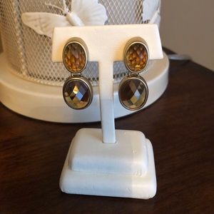 Amber 2-stone Dangle CLIP-ON Earrings